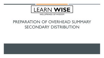 Introduction to Secondary Distribution Summary: Cost Accounting Series