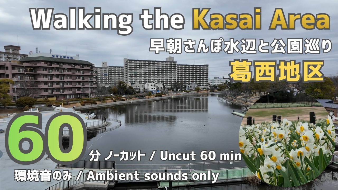 【東京散歩】葛西地区の早朝散歩｜水辺と公園をめぐる60分｜Tokyo Walk｜Early Morning Walk in Kasai Area (60 min, No Talking)