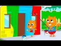 Familia de Gatos - Aprendiendo A Pintar Una Casa Dibujos animados para niños