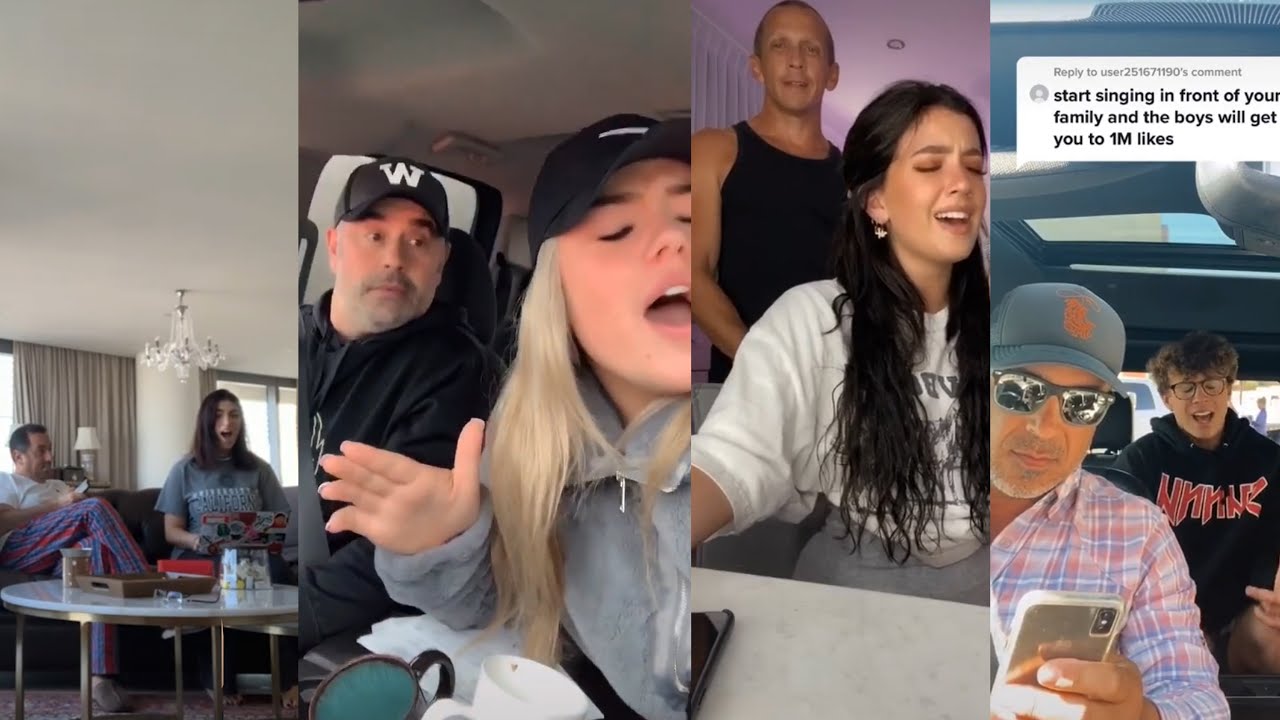 Singing in front of my Dadfamily real reactions  100 tiktok