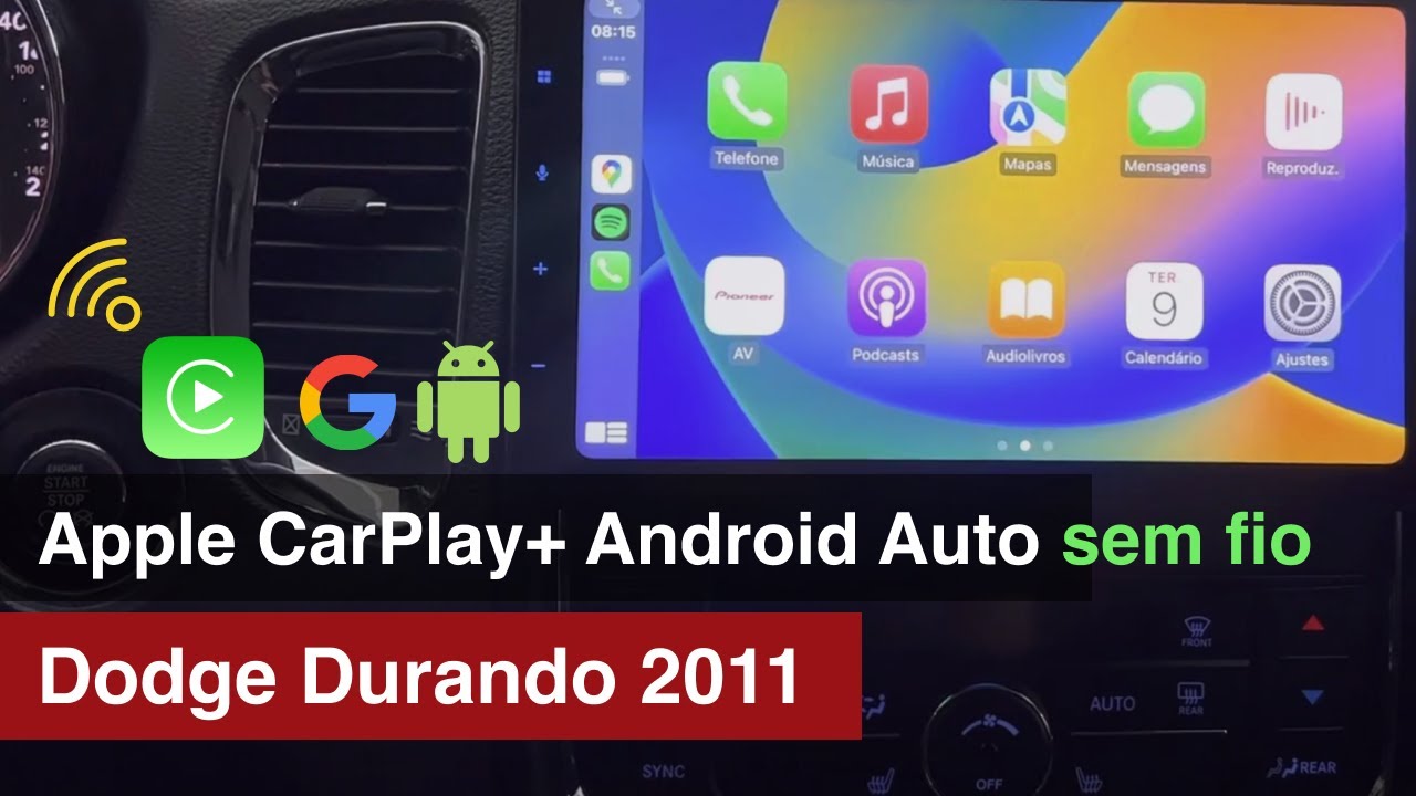 Dodge Durando 2011 - Central 9" Full HD com Apple CarPlay e Android Auto sem fio + Camera de Ré