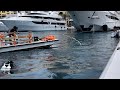 DIVER SECURING MOORING LINE (BOW LINE) OF MIMTEE YACHT IN PORT OF MONACO @archiesvlogmc