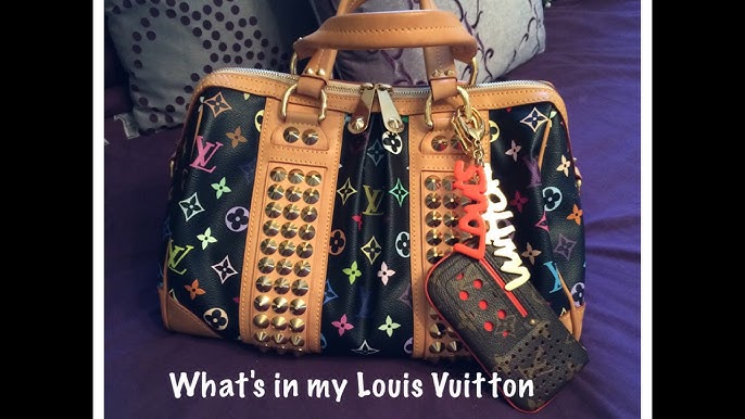 Louis Vuitton Courtney GM Large Top Zip Satchel Black Multi Color Studded