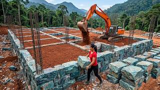 Young Woman Turns Heavy Rocks into a Foundation for Her Billion-Dollar Villa Big.|@lyhieuhieu2024