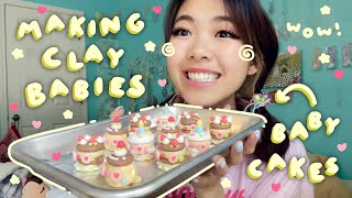 I Make Baby Cakes Out Of Clay | Polymer Clay Vlog | Tiffany Weng