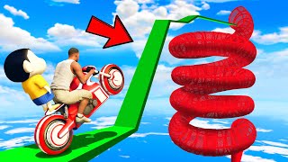 SHINCHAN AND FRANKLIN TRIED THE IMPOSSIBLE SPIRAL TUBE TUNNEL WALLRIDE LOOP PARKOUR CHALLENGE GTA 5