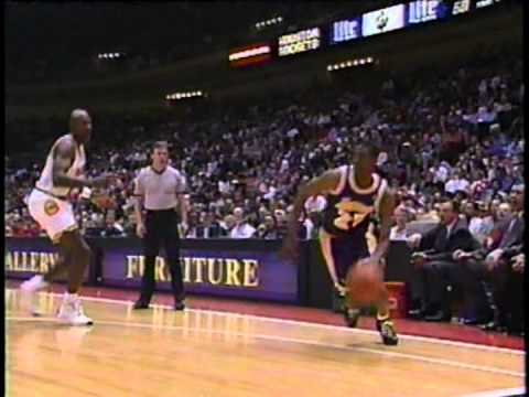 Eddie Jones Monster 2 Hand Dunk Lakers Rockets 1994 95 Youtube