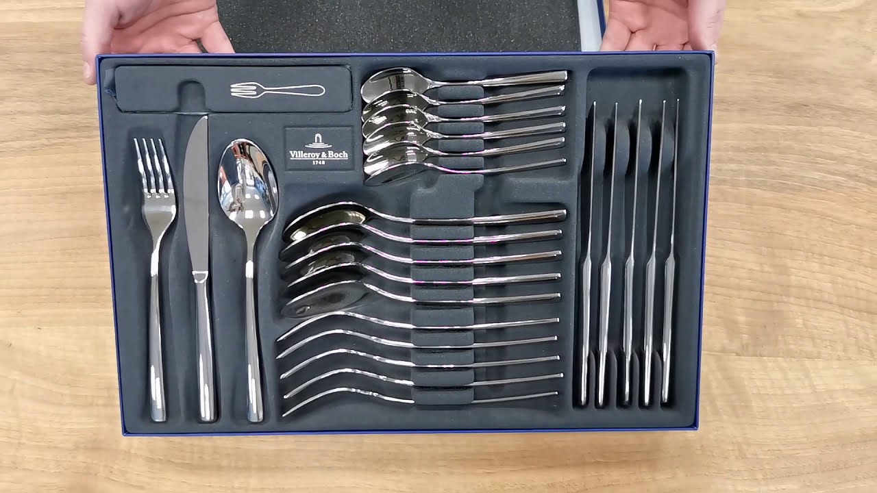 creëren Gloed Helm ARONAtm Villeroy & Boch Piemont Cutlery set 30pcs 12-6264-9050 - YouTube