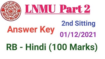 Lnmu Sc/Com part 2 rb hindi answer key 2021