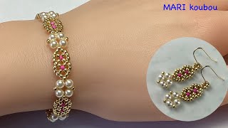 accessories made with 4mm pearls and seed beads 11/0