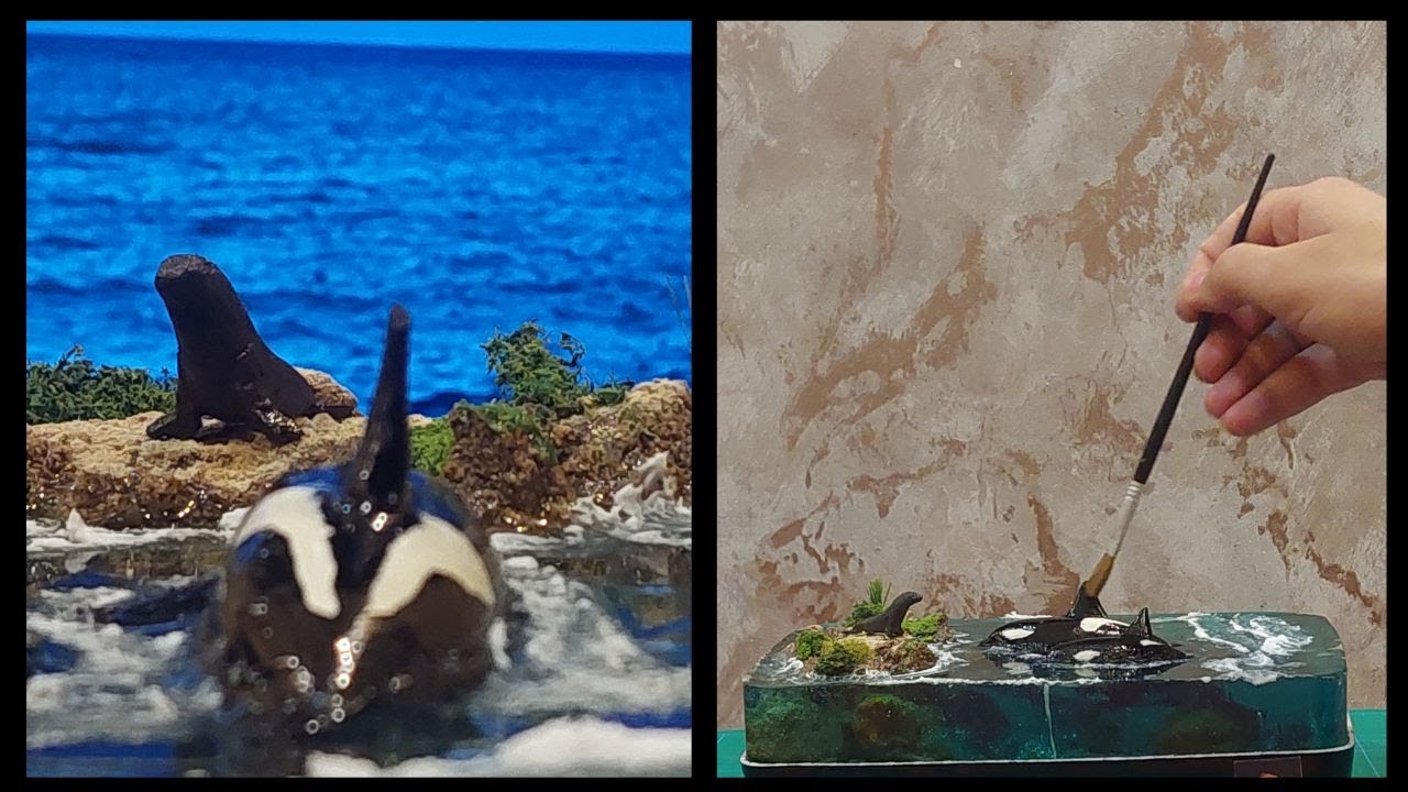 How to make killer whale (orca whale) resin art diorama - YouTube