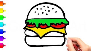 Hamburger 🍔 Drawing, Painting, Coloring for kids and Toddlers | Kids Drawing Videos 