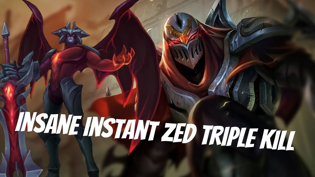 Insane instant Zed triple kill - League of Legends
