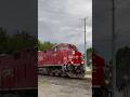 Here’s CPKC 112 rolling through Alliston Ontario with 7568 leading #train #cp #railway