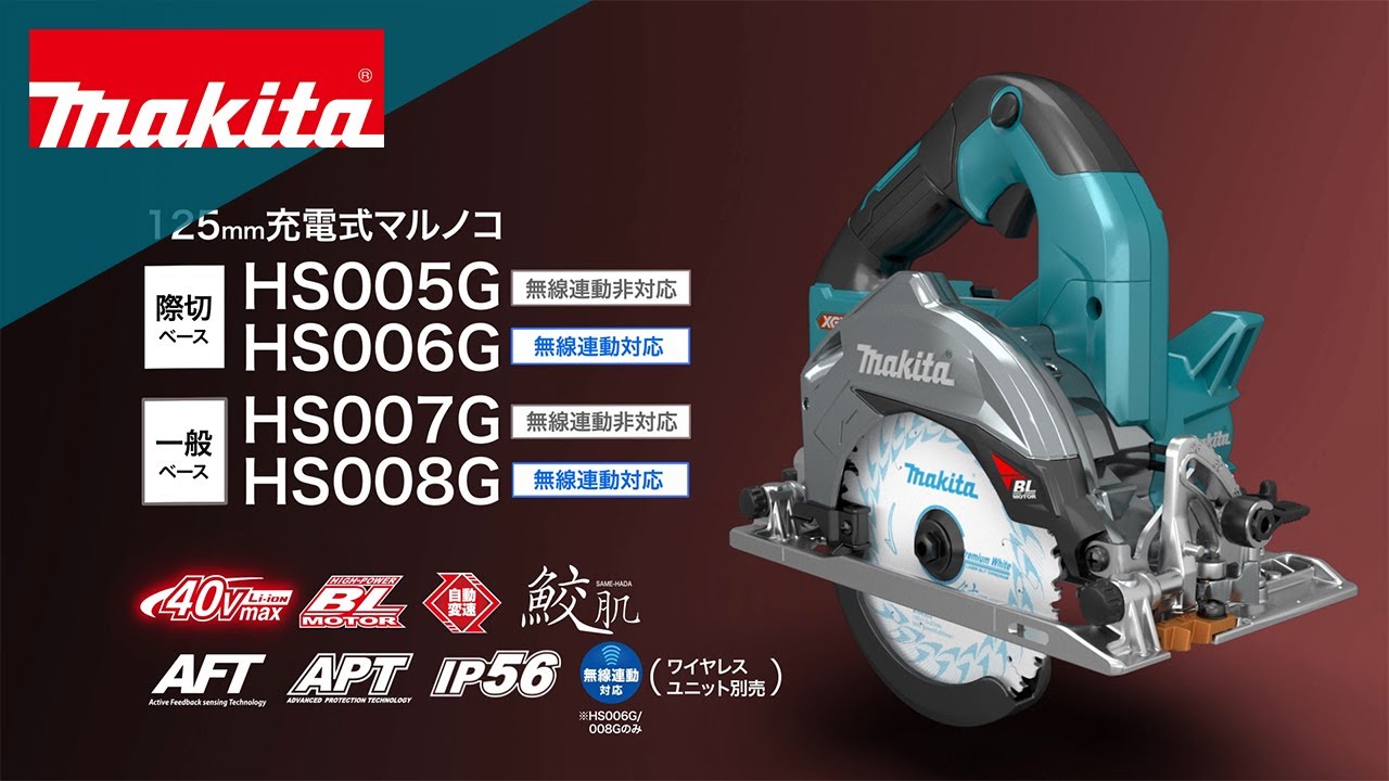 マキタ HS006G 125mm 40V 充電式マルノコ(鮫肌チップソー付) 際切りベース(無線連動対応)【送料無料】