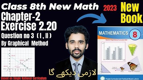 Ex 2.20 Question no 3 Class 8th Math New Book 2023|| By Graphical Method||SNC