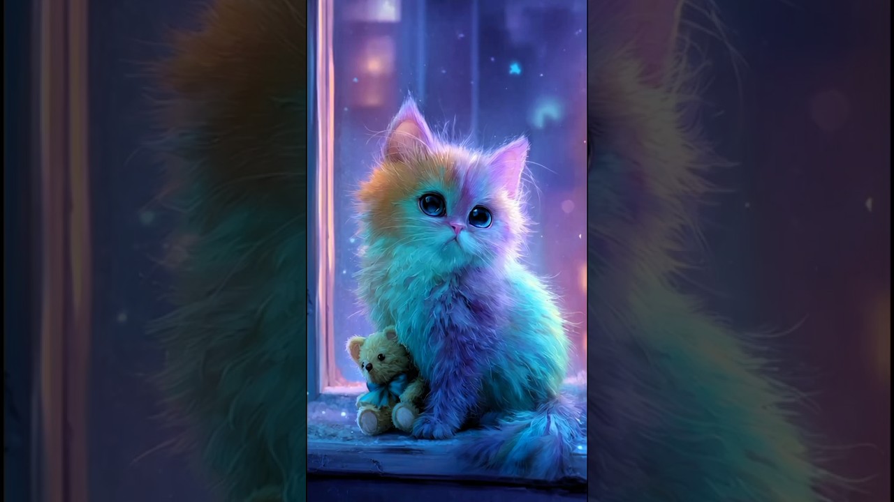 The chick tries to mimic the cat’s tail movements — funny and adorable. 