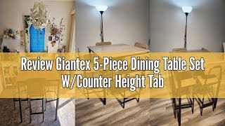 Review Giantex 5-Piece Dining Table Set W/Counter Height Table & 4 Bar Stools, Modern Kitchen Dining