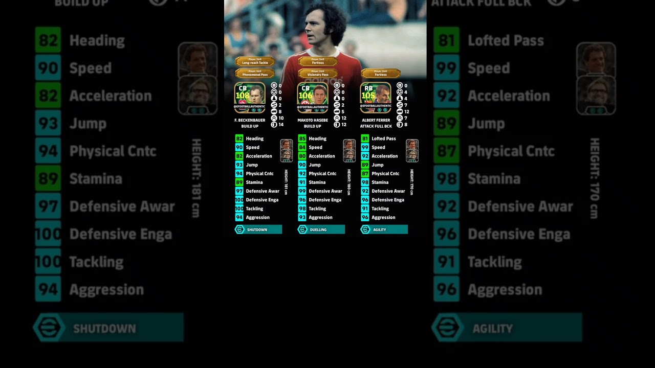 Training Guide for F Beckenbauer , M Hasebe , A Ferrer 🔥