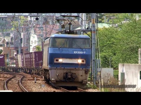 JR貨物 EF200-7号機 貨物列車1092レ さくら夙川駅通過 2013.4