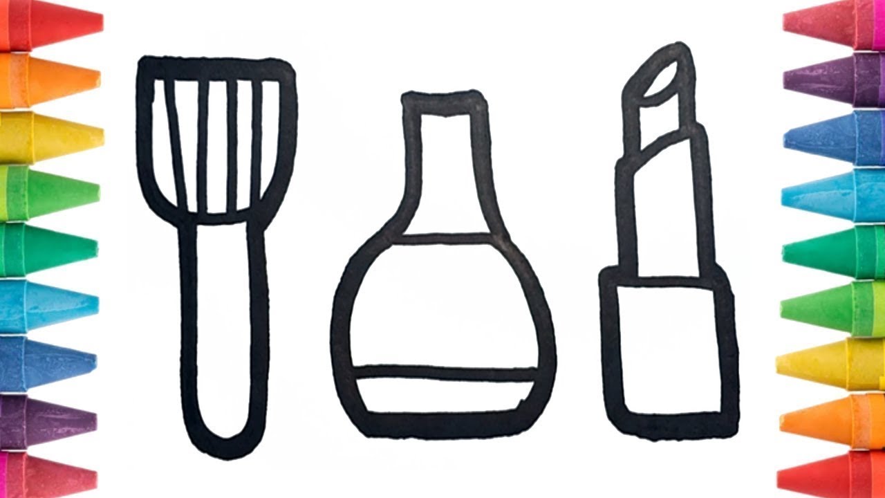 How To Draw And Coloring Makeup Tools Easy Step By Step