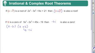 Algebra 2 Chapter 6B Quick Review: Irrational & Complex Root Theorems by Rick Scarfi