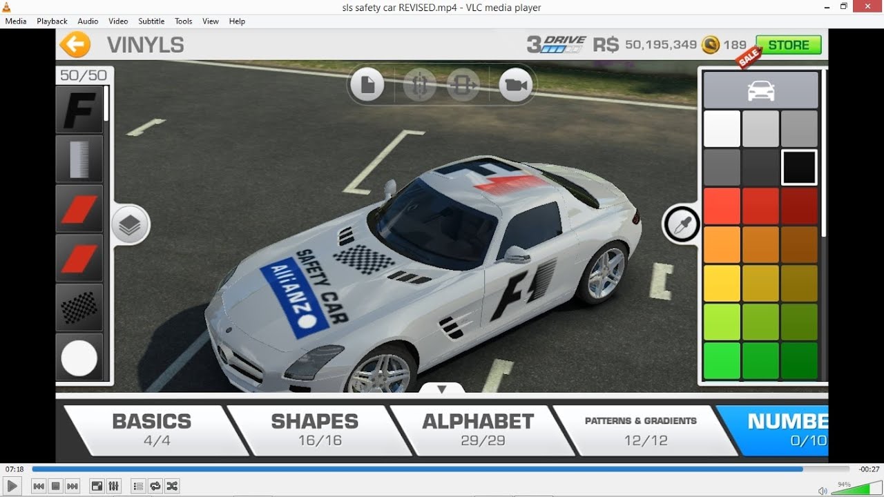 Real Racing 3 Tuning Mercedes Benz Sls Amg F1 Safety Car Custom Vinyls Ideas By Realracingguru
