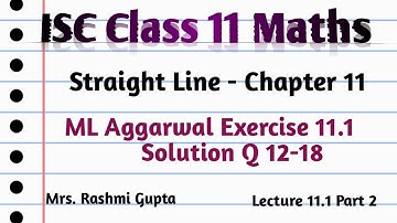 ISC Class 11 Maths | Straight Line | Chapter 11 | ML Aggarwal solution Ex 11.1 (Q 12 -18) |