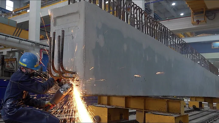 Process of Making Bridge Girders using Rebars. Precast Concrete Factory in Korea.