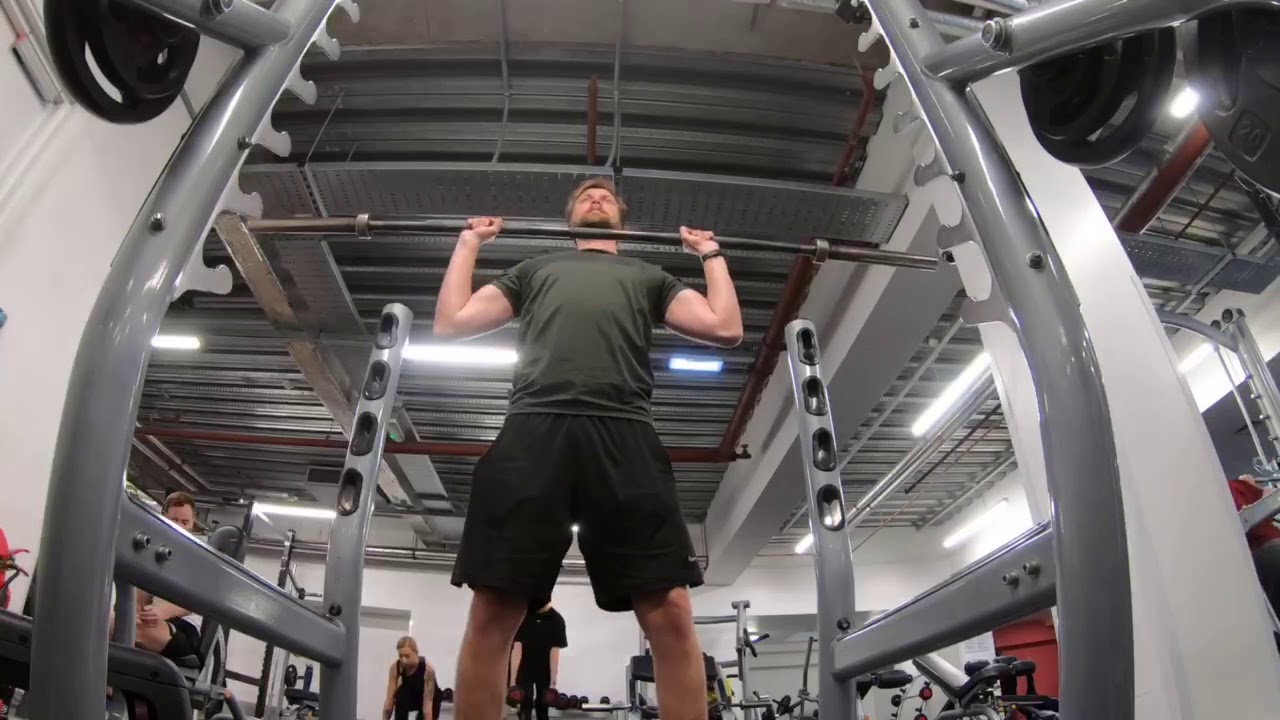 Standing barbell shoulder press - YouTube