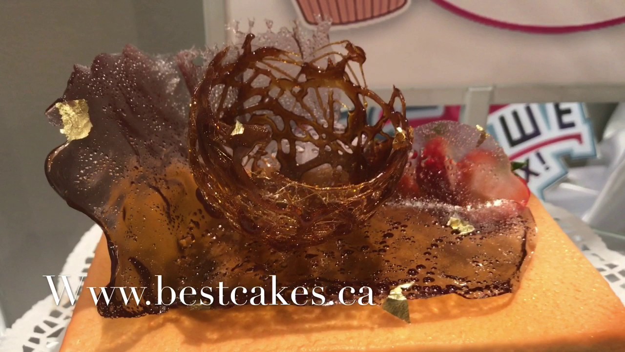 French cakes covered with chocolate velour