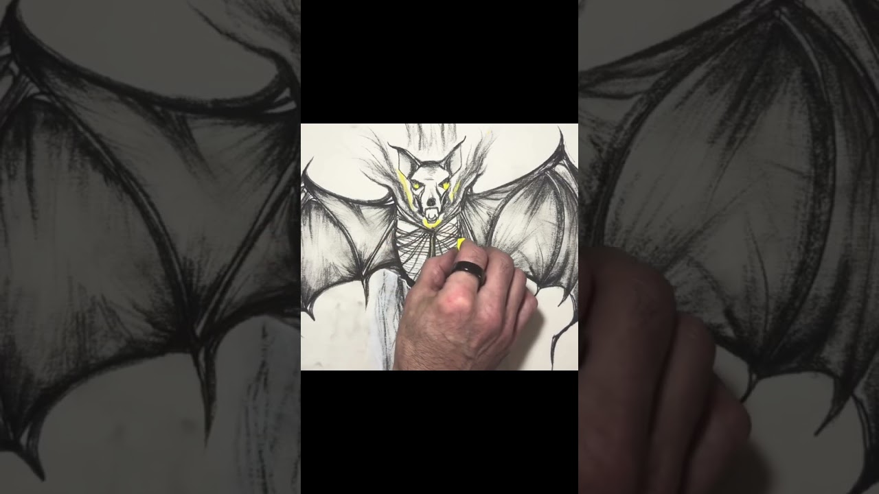 Bat Drawing #horrorart #art #shorts #creepyart #artist #horror #scaryart