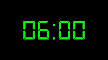 6 minute timer with green digital number and Music. Black background
