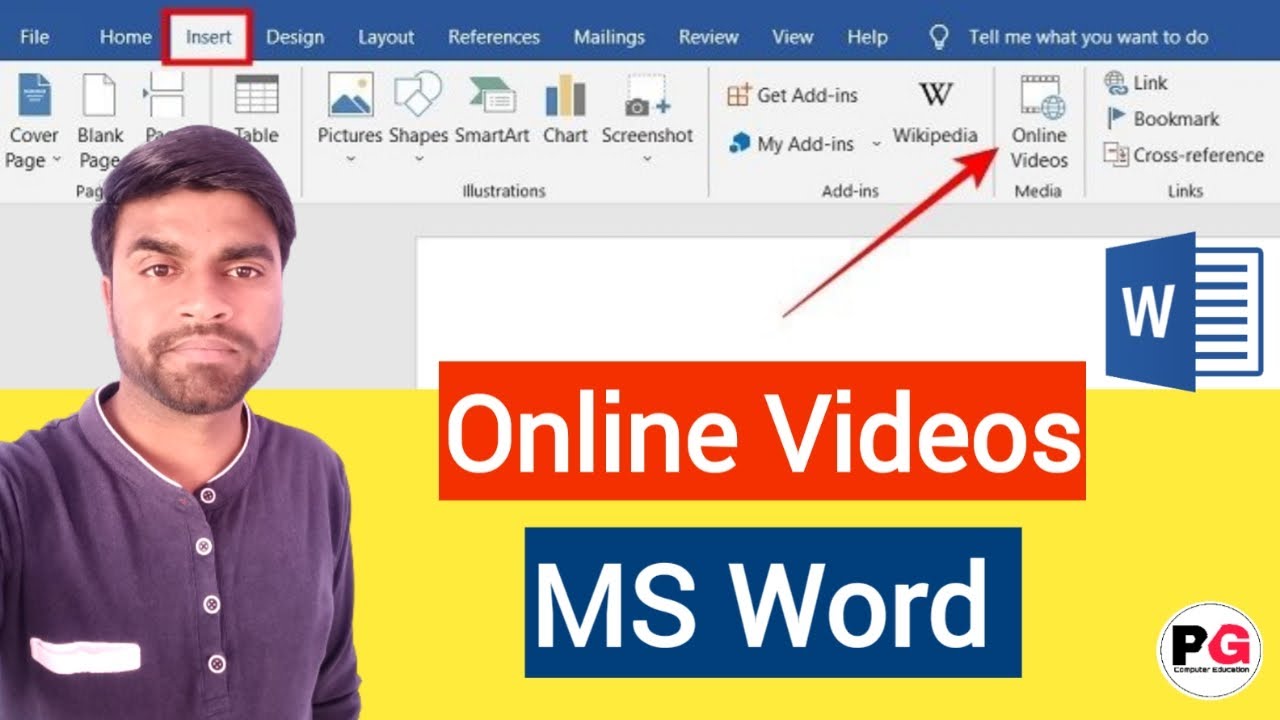 How to Insert Online Video in MS Word  Insert Online or Youtube Video in MS Word  Online Videos