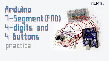 아두이노 예제 28] 7-segment(FND) 4digits and 4 buttons practice