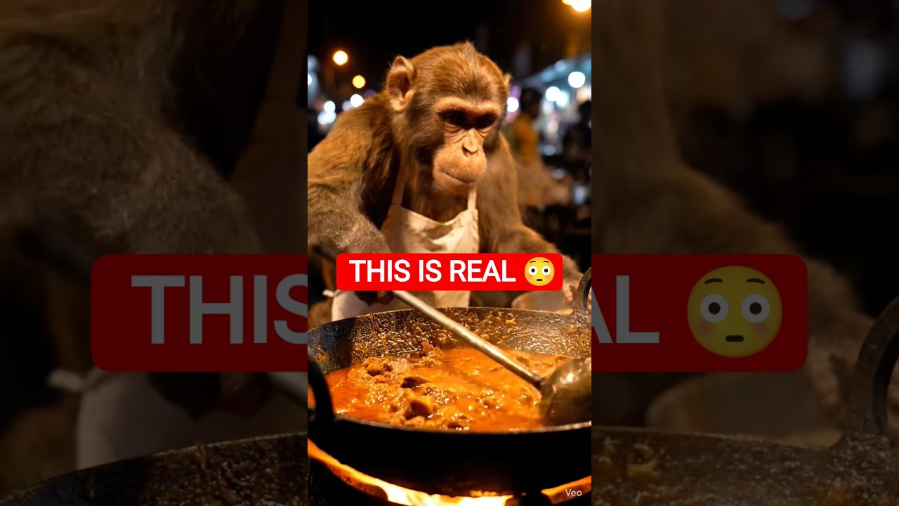 Monkey Cooking at Night| Viral Street Food 