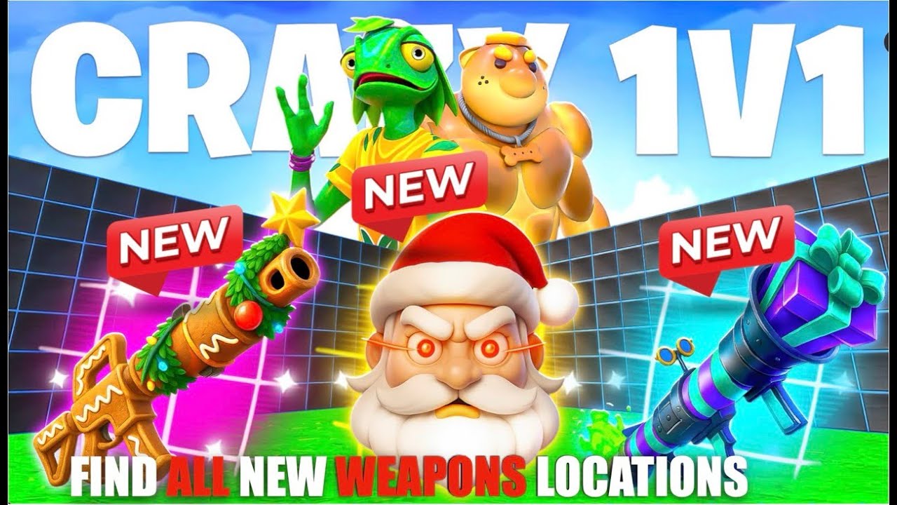 NEW WEAPONS CRAZY 1V1 FFA ALL GUNS & RIDES MAP FORTNITE CREATIVE