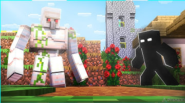 Iron Golem fight for Steve and Alex | Null | Babu Tech | Minecraft Animation Prisma 3d