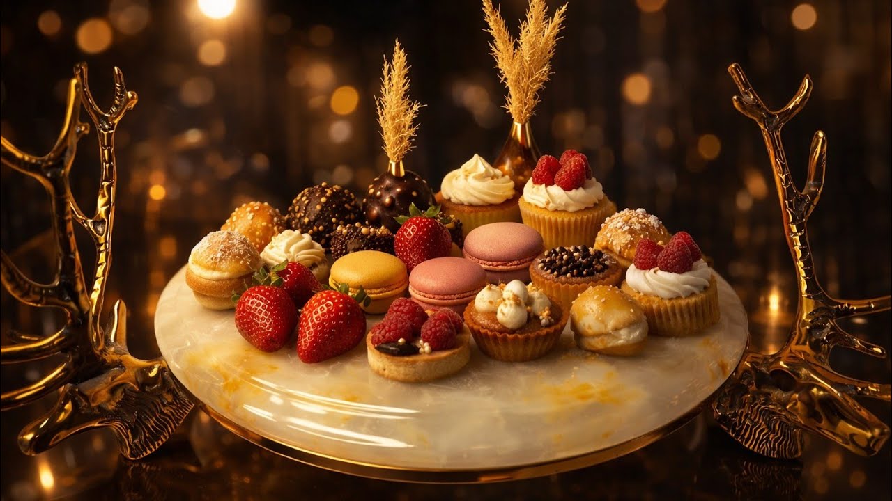 ASMR unboxing Golden Base Serving Dishes | 4 Luxury Golden Base Serving Dishes Showcase