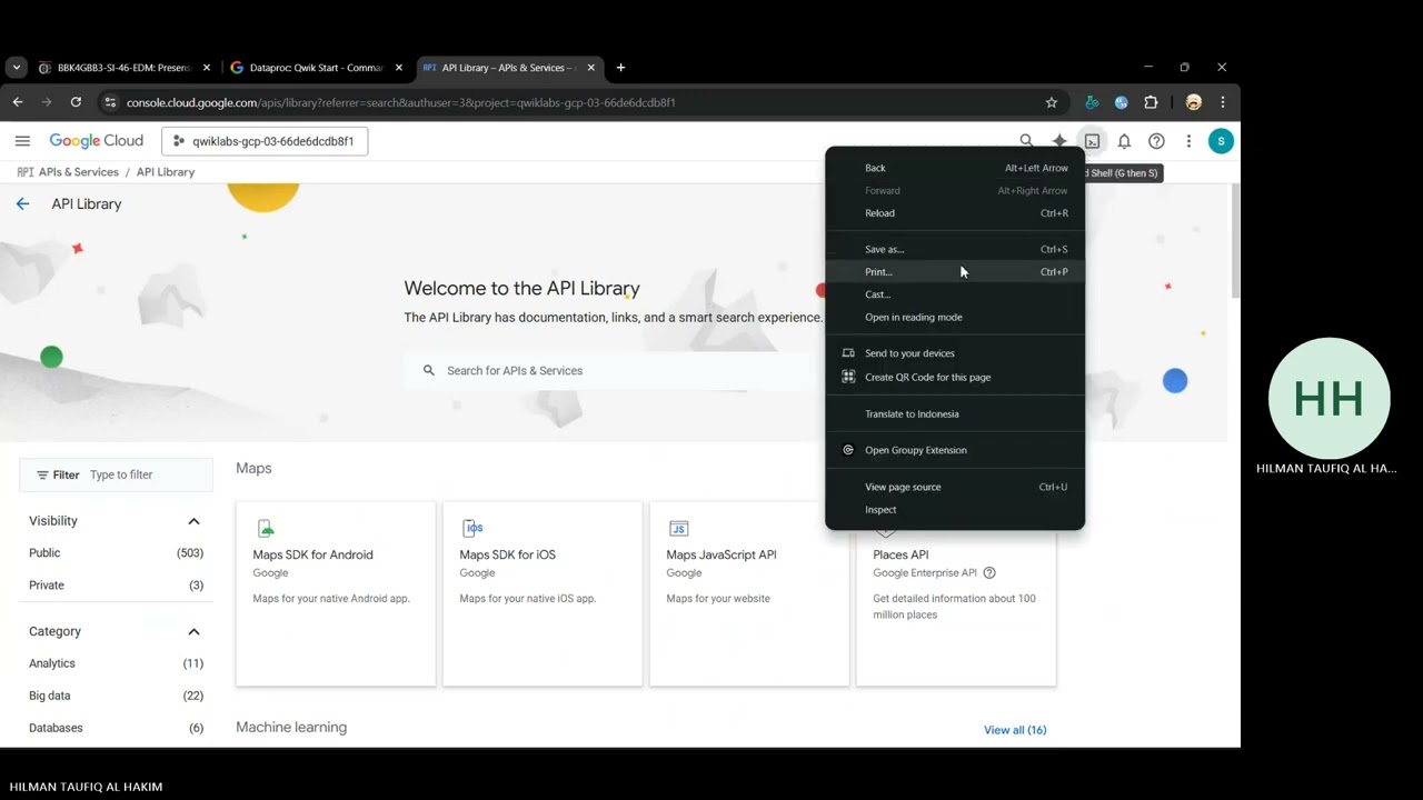 Tugas Presensi Dataproc: Qwik Start  Command Line_Hilman Taufiq AL Hakim_1202223334_EDM