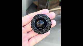 Victorian Forget Me Not Carved Whitby Jet Brooch