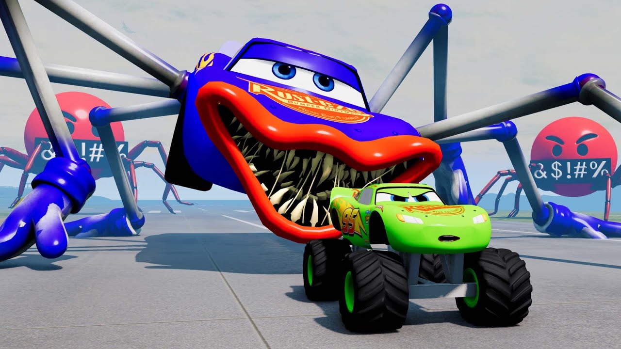 Epic Escape From McQueen Eater Giant Bot, Spider Eater MusicMan Eater in BeamNG Compilation#8