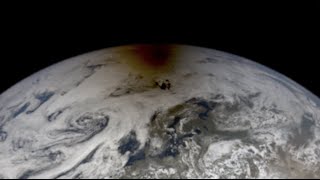 Solar eclipse shadow seen from about million miles away from Earth