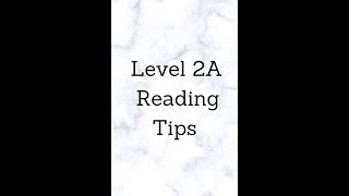 Level 2A Reading Tips