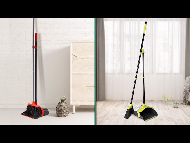 YANXUS Long Handle Broom and Dustpan Set/Dust Pan and Broom Set Standing  Upright Dustpan Broom Combo for Office Home Kitchen Lobby