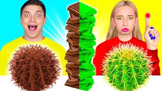 チョコレートの食べ物 vs 本物の食べ物のチャレンジ | 面白いシチュエーション HAHANOM Challenge