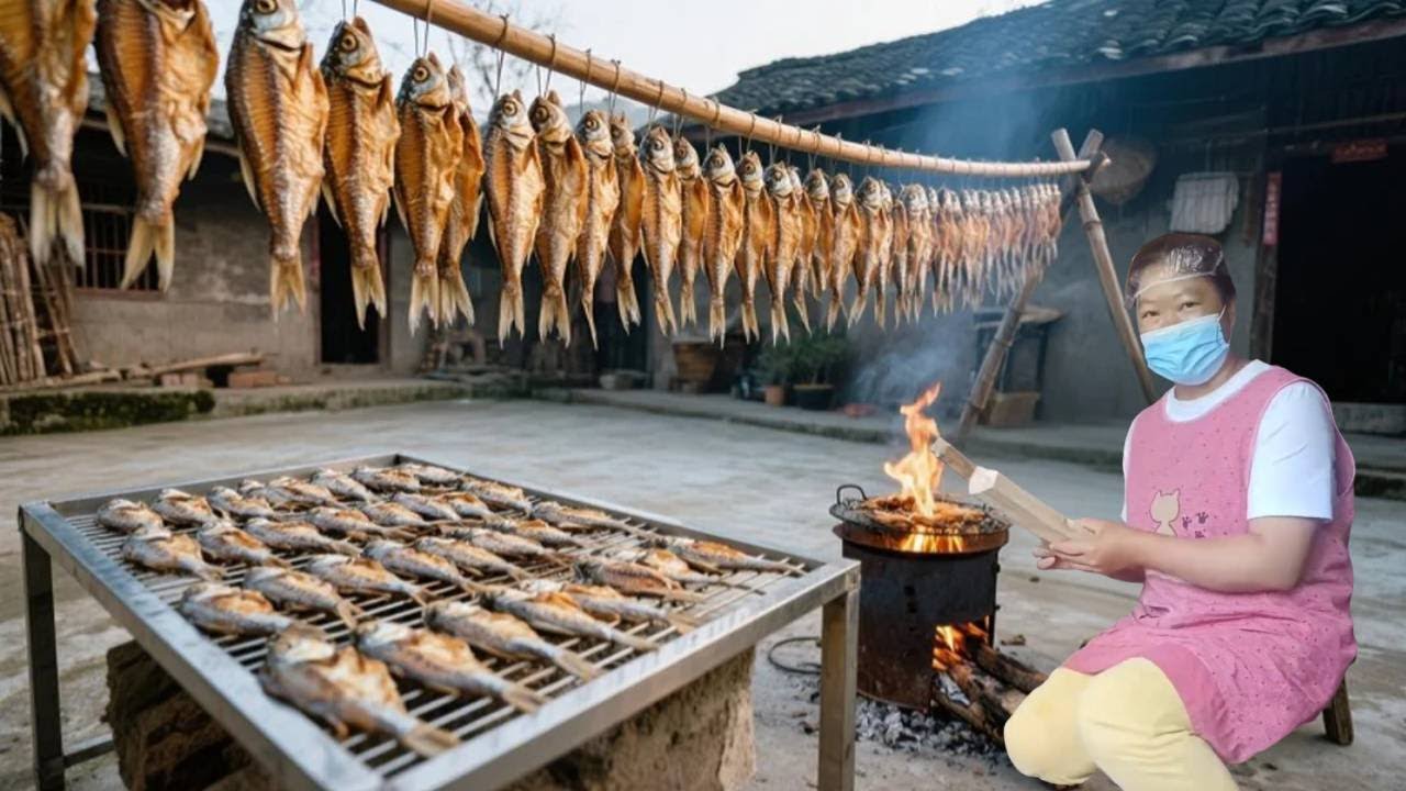 老罗钓回4盆小河鱼，小曾拿来做小鱼干，看看能做多少斤！