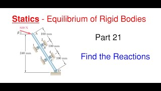 How to Find the Reactions for the Rod – Static Equilibrium of Rigid Bodies Part 21