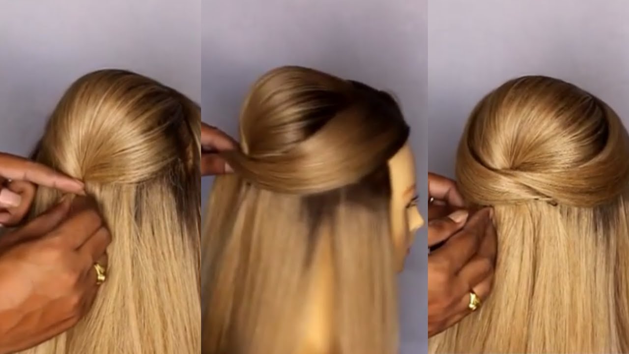 simple and beautiful open hairstyle tutorial | party hairstyle ...