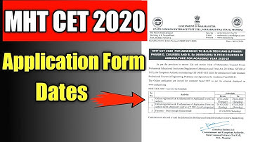 MHT CET 2020 Online Application Form Dates | Official Notice
